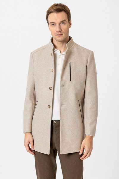 SÜVARİ Ανδρικό παλτό Süvari Loose Cut Judge Collar με υφή μπεζ