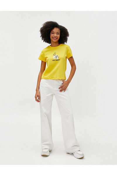 Koton Slogan Printed T-Shirt Short Sleeve Crew Neck Cotton