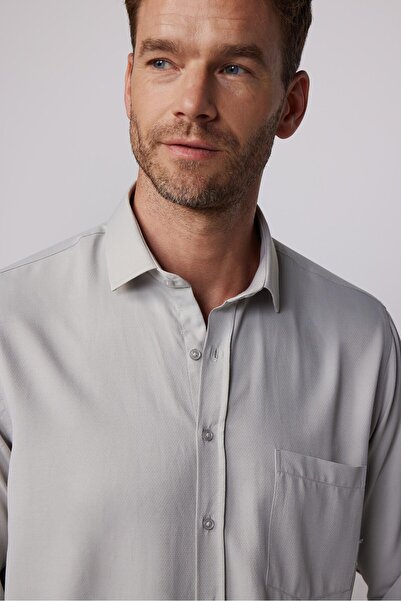 Tudors Férfi normál szabású, klasszikus szabású nyakkendőtartó Dobby Stone ing