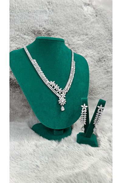 BMA TAKI KOLYE KÜPE SET ZİRKON TAŞLI SU YOLU BİRER DAMLA TAŞLI