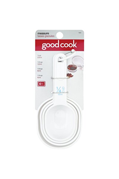Good Cook مجموعة أكواب قياس بلاستيكية بيضاء من GoodCook مكونة من 4 قطع، تتضمن...