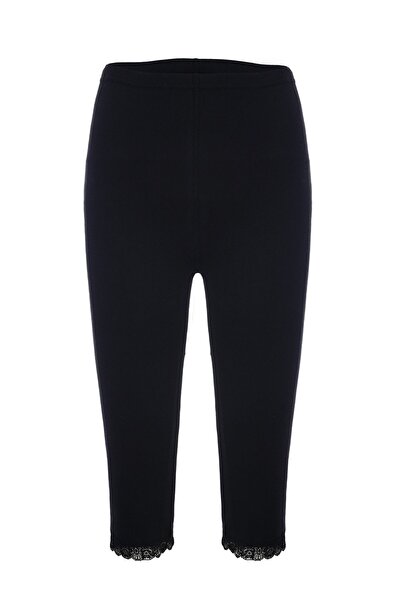 Velvet جوارب نسائية 100% قطن لاسي برمودا كابري أسود 422