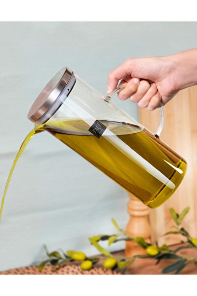 Amentes Çelik Kapaklı Vakumlu Borosilikat Cam Yağlık Sirkelik Yağlık Etiket Hediye