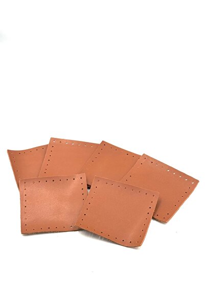 Lady Moss قطعة جلدية مربعة قابلة للخياطة مكونة من 6 قطع بلون أسمر 8.5x8.5