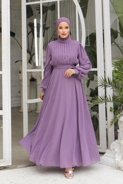hakimoda Tesettür Asel Şifon Abiye Lila