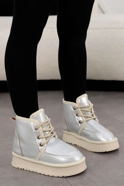 Mamito Ayakkabı Mami Kids 011 Lace-Up Fur Kids Boots