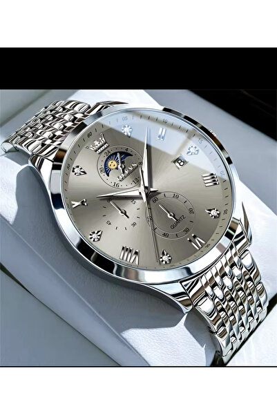 OLEVS YUVARLIK ŞIK ÇELİK KASA TAKVİMLİ YENİ SEZON 2