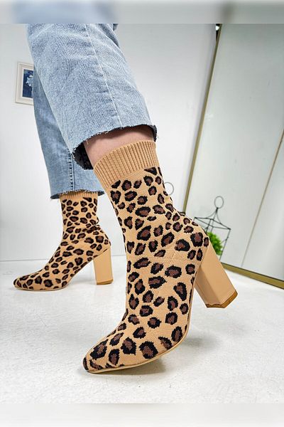İmerShoes Ψηλοτάκουνα πλεκτά Stretch μποτάκια - ριγέ, μυτερά casual γυναικεία παπούτσια 167