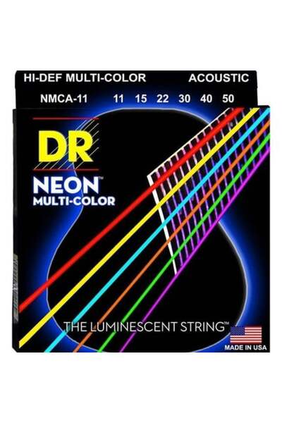 DR Renkli Neon Akustik Gitar 0,11 Takım Tel (El yapımı)