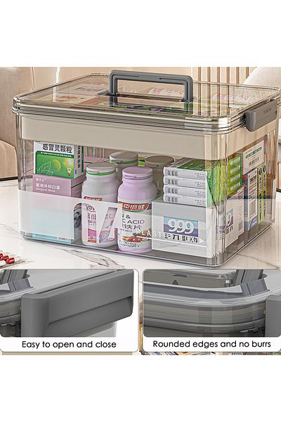 ALMUFARREJ Clear Plastic First Aid Storage Box, Polyethylene