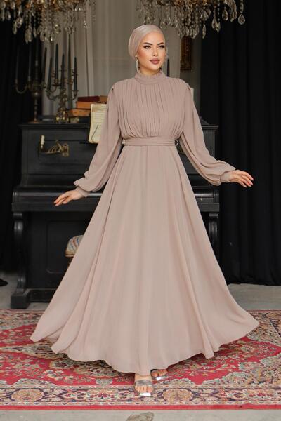 Hakimoda فستان سهرة من الشيفون المنك من أسل شيفون