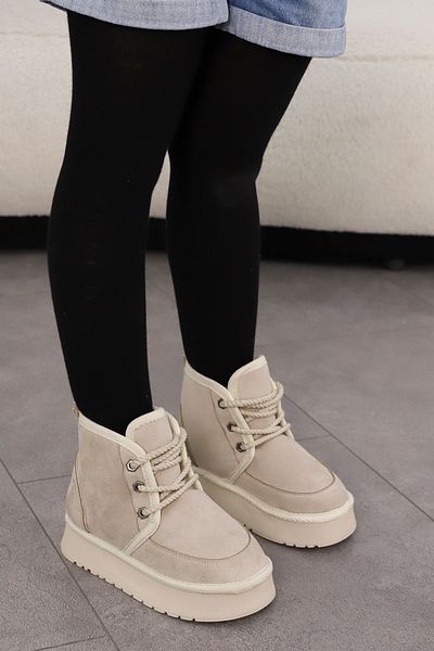 Mamito Ayakkabı Lace-Up Fur Kids Boots