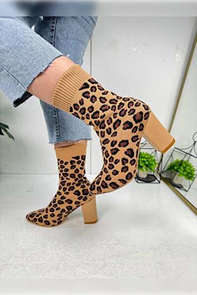 Nstil Καθημερινά γυναικεία ελαστικά πλεκτά χοντρά ψηλοτάκουνα μποτάκια μποτάκια κάλτσες ριγέ μυτερά παπούτσια 167