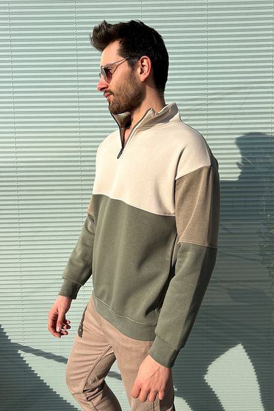 ModaPlaza Men's 3 Rope Zippered Raised Sweat 5719