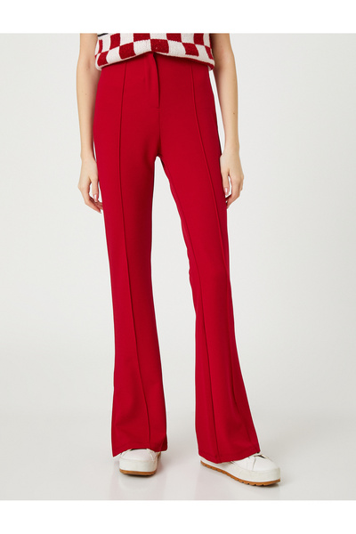 Koton Spanyol szárú nadrág hasított, részletes bordázott cipzárral