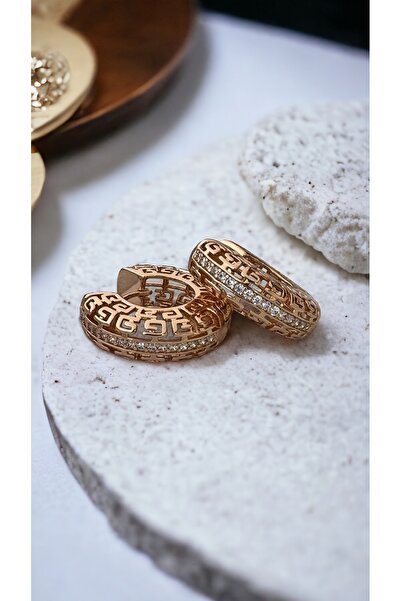 XUPING JEWELRY Vip Seri Zirkon Taşlı 18k Rosegold Etnik Model Kalın Halka Küp...