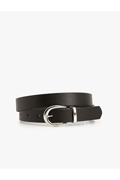 Koton Leather Look Belt with Metal Buckle