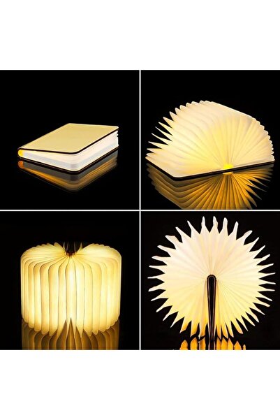 Empressco Katlanabilir ahşap kitap lambası, LED ambiyans aydınlatması, şık ve kullanışlı (12x9x2,5 cm)