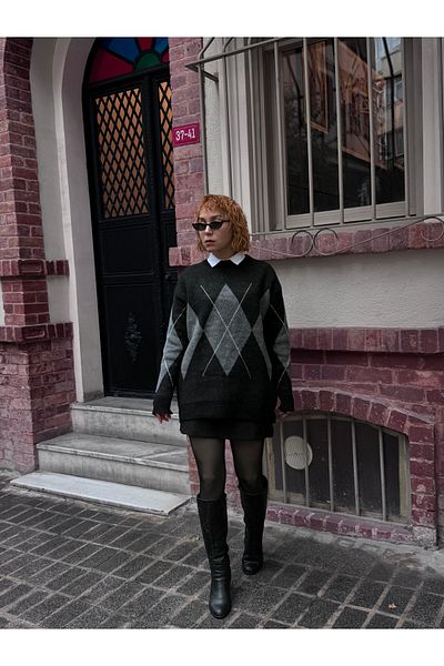 Bak'ap Pulover din tricotaje premium cu model Argyle