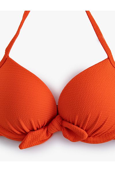 Koton Strukturiertes Push-Up-Bikinioberteil mit Bindedetail – Bügel