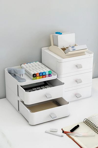 Fesya Home Esta 5 White Makeup Organizer - 5-Tier, Multi-Purpose, Drawers