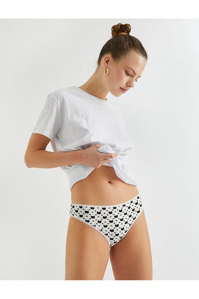 Koton Hipster Panties Minimal Printed Embroidered