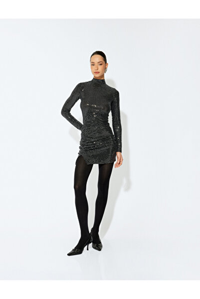 Koton Women's Silver Sequins Mini Dress