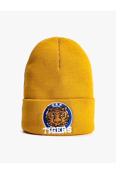 Koton Basic College Beanie with Tiger Embroidered Fold Detailed