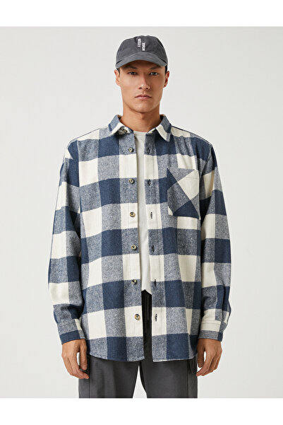 Koton Ekoseli Oduncu Gömleği Cep Detaylı Klasik Yaka Uzun Kollu