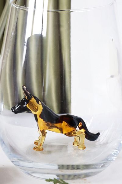 ADAMODART German Wolf Dog Glass Figured Water Cup - Single