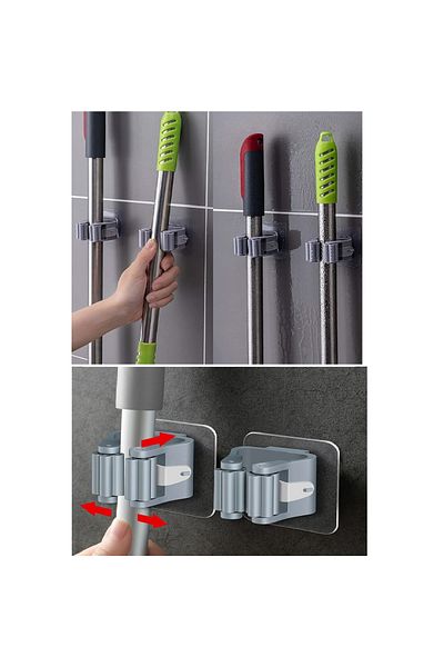 homedesing 4 части лепило за моп с пеперуда, четка за моп, държач за дръжка, органайзер за баня