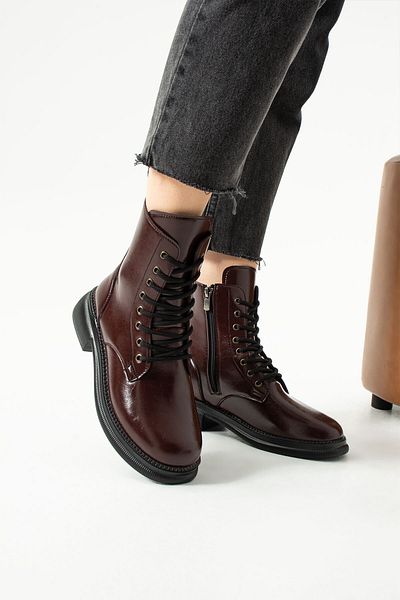 Moda Amour Angelina Rashel Burgundy Women's Fancy Zippered Waterproof Winter Poly Thick Soled Boots