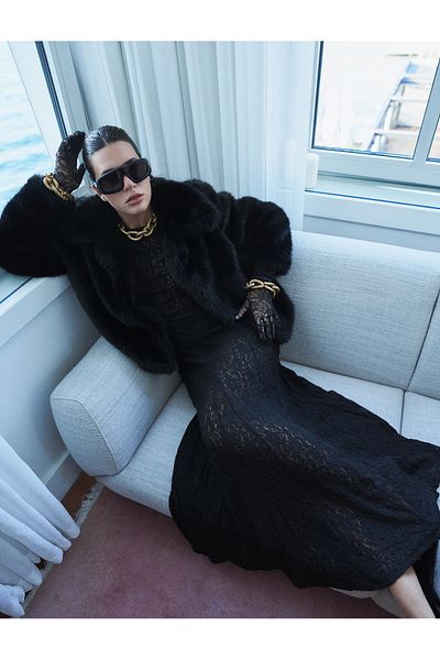 Koton X Sibil Çetinkaya - Long Sleeve Slim Fit See-Through Lace Long Dress