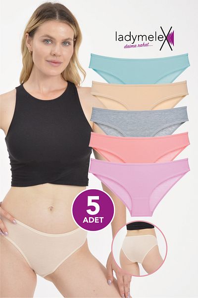 LadyMelex Chiloți pentru femei, slip, bumbac moale, (M-L-XL) Chiloți cu ajustare normală, 5 bucăți culori mixte