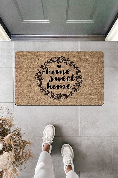 Dormot Home High Quality Digital Printing Round Flower Figured Home Sweet Home Door Front Mat