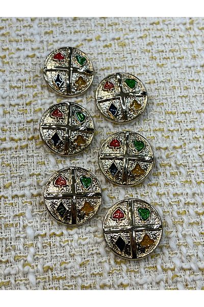 ODDA TASARIM ATÖLYESİ 25 mm Colorful Epoxy Button - Gold Italian Design