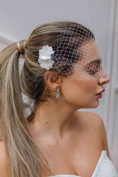 Turkuaz Accesoriu pentru păr de mireasă / Nuntă Nuntă După fotografiere în aer liber Floare din tul