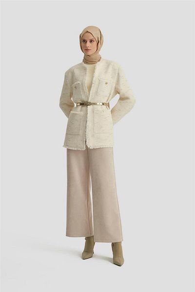 Armine Ecru Glitter Fabric Jacket - 24K5712