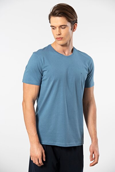 Cacharel Tricou Indigo Slim Fit Basic pentru bărbați - mânecă scurtă, decolteu O