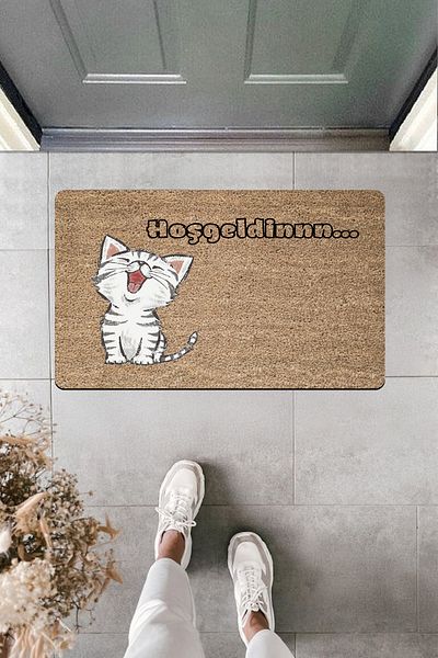 Dormot Home High Quality Digital Printing White Cat Welcome Door Front Mat