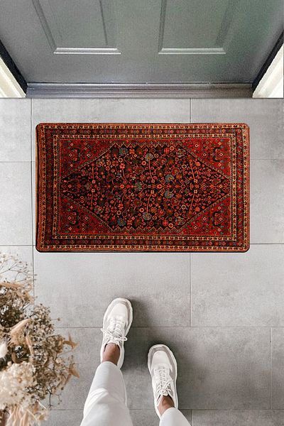 Dormot Home High Quality Digital Printing Artistic Burgundy Color Carpet Pattern Door Front Mat