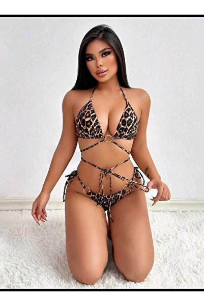 BF Bikini Fashion Leopar halka detaylı bikini set