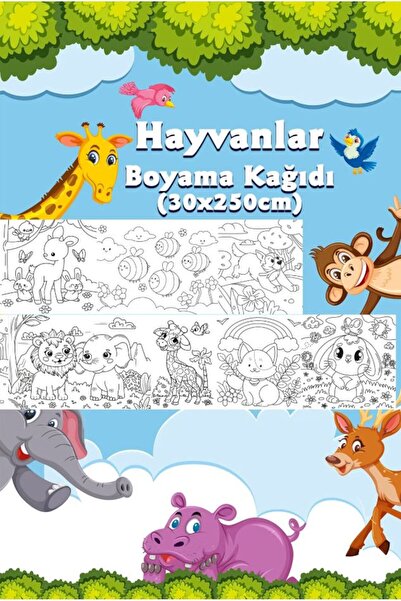 Minicopy Orman Hayvanları Temalı Dev Boyama Kağıdı 2,5 Metre Rulo Boyama Kağı...