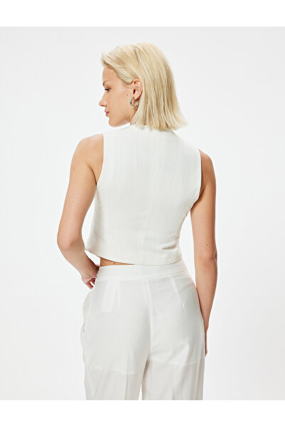 Koton Двобортний фактурний жилет з V-подібним вирізом та застібкою на ґудзики