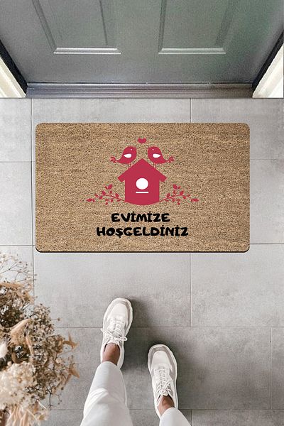 Dormot Home High Quality Digital Printing Pink Home over Love Birds Welcome Door Front Mat