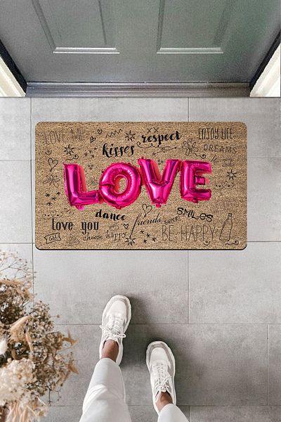 Dormot Home High Quality Digital Printing Pink Balloon Love and Derivatives Door Front Mat