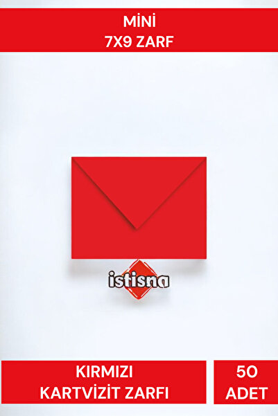 İstisna 50 Adet Mini Kırmızı Renkli Kartvizit Zarfı Küçük Zarf 7x9