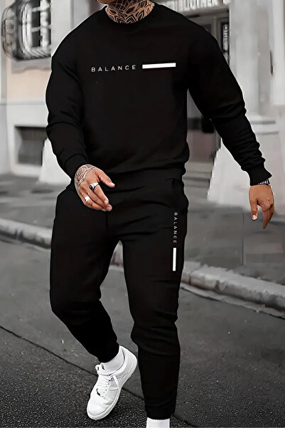 FECCY Set de trening unisex din bumbac imprimat BALANCE - Şardonlu