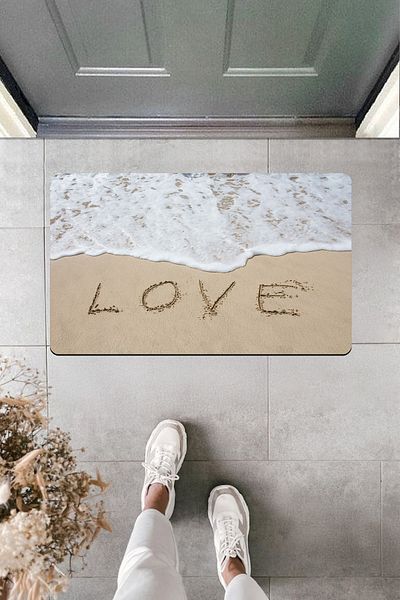Dormot Home High Quality Digital Printing Seaside Themed Love Door Front Mat