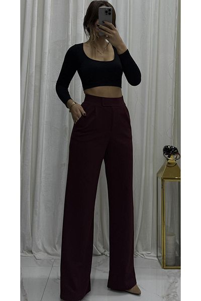 Daves Burgundy Palazzo Trousers - Lycra and Velcro
